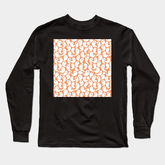 Cute Ghosts Pattern Long Sleeve T-Shirt by esturgeo